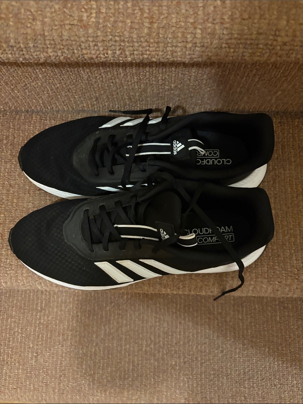 adidas Men’s Black Athletic Running Shoes with White Stripes
